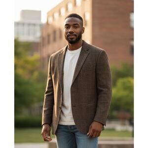 Tallia Men’s Brown And Black Plaid Sport Coat Size 42R